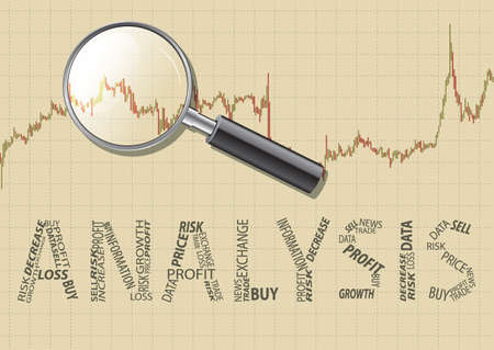 Analysis chart magnifying glass.Inscription analysis.のイラスト素材