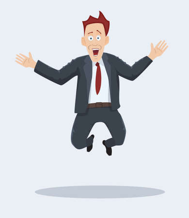 Businessman jumping for joy.Vector illustration.のイラスト素材