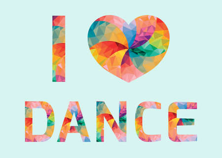 I love dance colored lettering.Heart shape.のイラスト素材