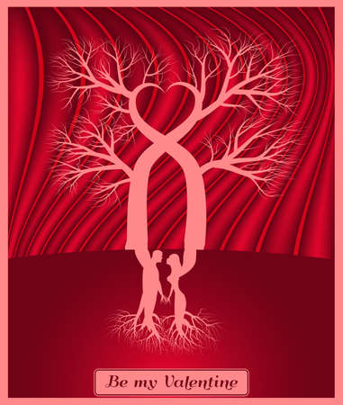 Valentine's card with a couple in love.Vector illustration.のイラスト素材