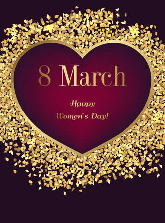 Greeting card on the day of women.Vector illustration with gold glitter.のイラスト素材