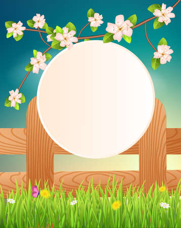Background with flowers, grass and place for text.Vector illustration.のイラスト素材