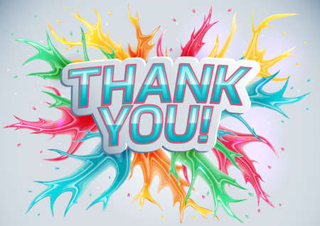 Thank you on a colored background. Vector illustration.のイラスト素材