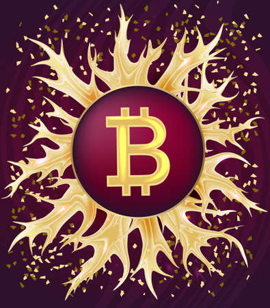 Bitcoin symbol and gold ornaments.Vector illustration.のイラスト素材