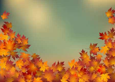 Background with autumn leaves and space for text.Vector illustration.のイラスト素材