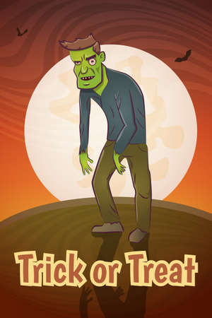 Trick or treat.Halloween poster with zombies.のイラスト素材