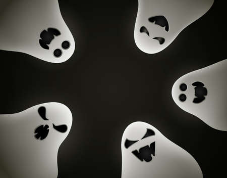 Dark Halloween background with ghosts.Vector illustration.のイラスト素材
