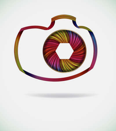 Abstract colored photo camera.Vector illustration in vibrant colors.のイラスト素材