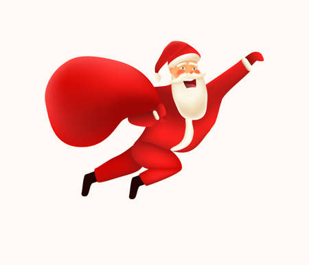 Christmas card with flying Santa Claus card design.のイラスト素材