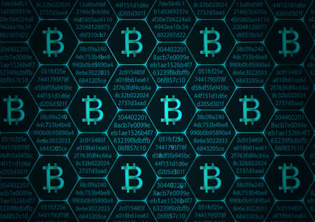 Bitcoin blockchain concept.Vector illustration.のイラスト素材