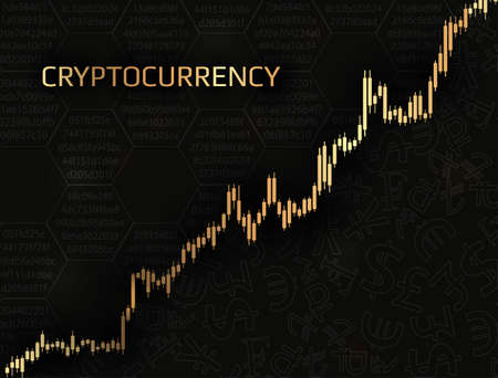 Cryptocurrency and graph with a price increase.Concept of digital finance.のイラスト素材