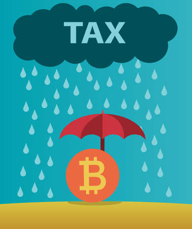 Bitcoin protected from taxes.Cryptocurrency concept of taxation.のイラスト素材