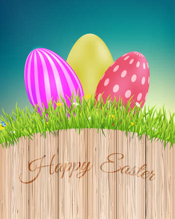 Easter greeting card with eggs.Vector illustration.のイラスト素材