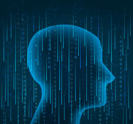 Human head and binary code.The concept of artificial intelligence.のイラスト素材