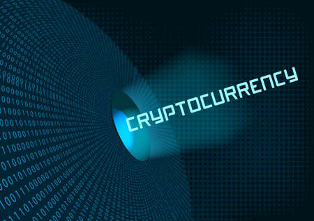 Binary code and inscription cryptocurrency.Futuristic concept of digital currency.のイラスト素材