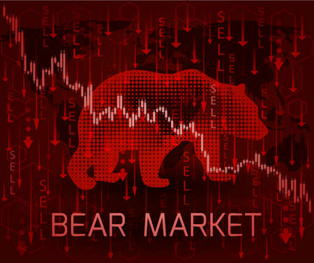 Silhouette bear and the inscription bear market.のイラスト素材