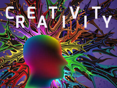 Creative thinking concept.Human head and colorful background.のイラスト素材