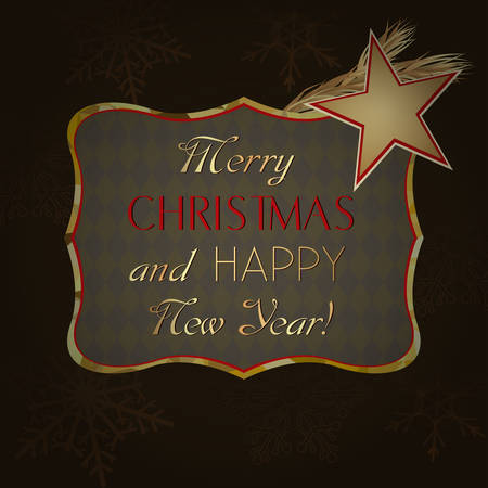 Merry Christmas label on a dark background.のイラスト素材