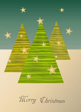 Christmas Card with trees and stars.Vector illustration.のイラスト素材
