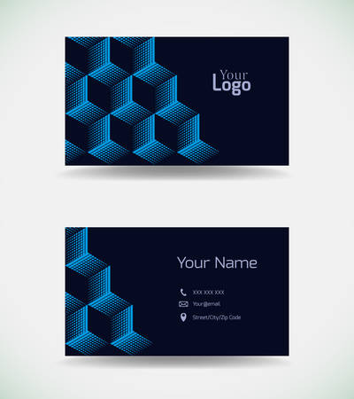 Business card template with blue elements.Vector illustration.のイラスト素材