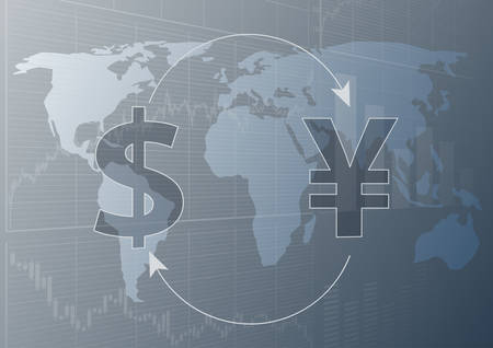 Currency exchange dollar and yen.Modern trade concept.のイラスト素材