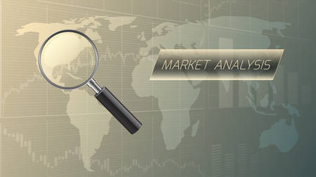 Market analysis concept with a magnifying glass.Vector illustration.のイラスト素材