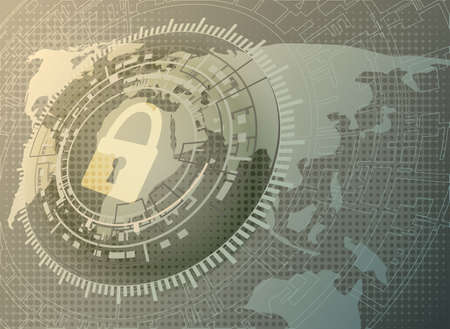 Digital security concept with padlock.Vector illustration.のイラスト素材