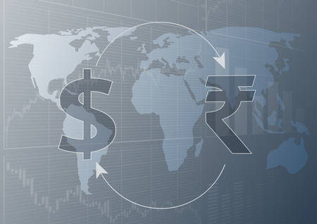 Currency exchange dollar and Indian Rupee.Modern trade concept.のイラスト素材