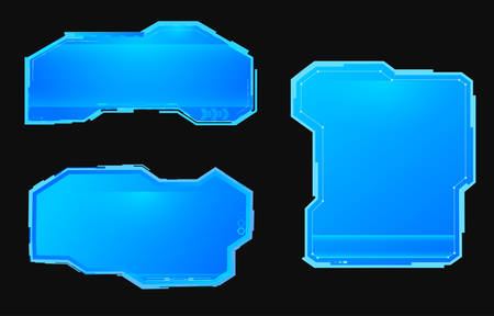 Three futuristic frames for hud interface.Vector illustration.のイラスト素材