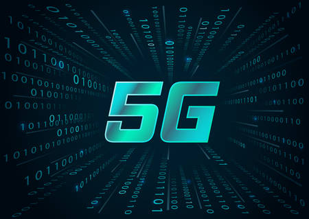 5g symbol and binary code.Concept of a new generation of wireless internet.のイラスト素材