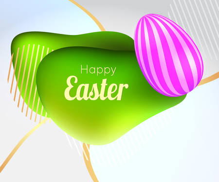 Banner with easter egg and liquid shapes.Vector illustration.のイラスト素材