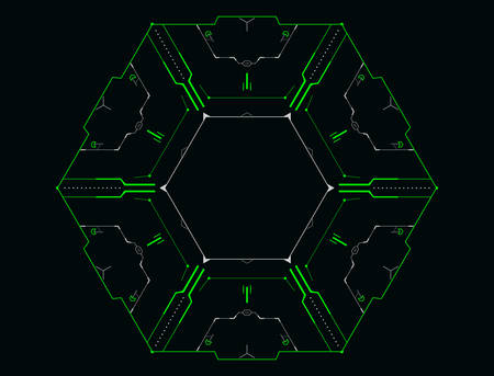Futuristic hexagonal frame.Vector element for modern design.のイラスト素材