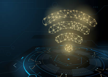 Wifi symbol and futuristic background.Vector illustration.のイラスト素材