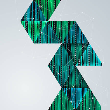 Abstract composition with green triangles.Geometric vector background.のイラスト素材