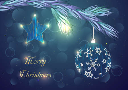 Abstract Christmas ornaments on a dark background.Vector illustration.のイラスト素材