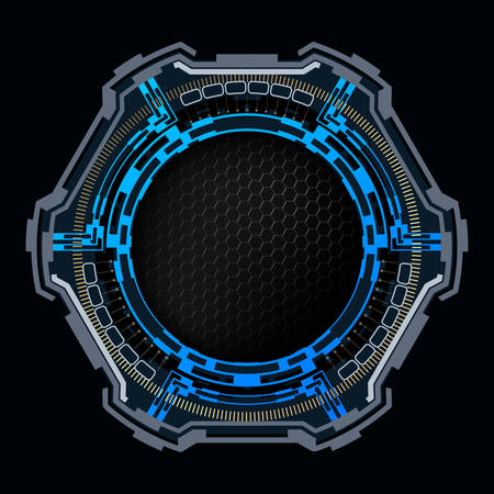 Round futuristic sign with copy space.Vector technology background.のイラスト素材