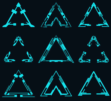 Set of futuristic triangles for the hud interface.Vector illustration.のイラスト素材