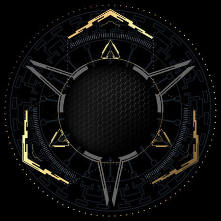 Futuristic frame with metallic elements.Vector element for modern interface.のイラスト素材