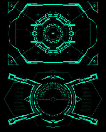 Two futuristic sights or aim.Digital user interface screen.Vector illustration.のイラスト素材