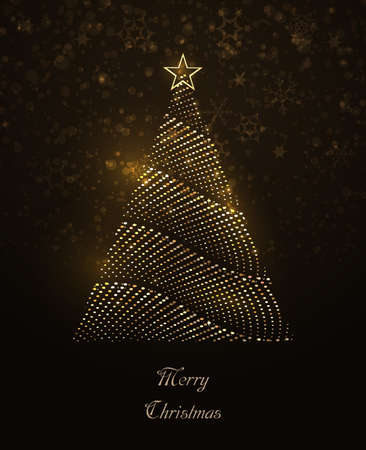 Christmas card with shiny Christmas tree.Vector illustration.のイラスト素材