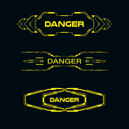 Futuristic signs with the word danger. Vector illustration for hud interface.のイラスト素材