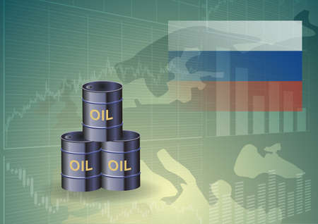 Russian oil in europe.International trade concept. Vector illustration.のイラスト素材