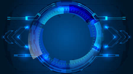 Dark blue technology background. Vector illustration with futuristic elements.のイラスト素材