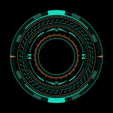Futuristic circle element for the hud interface.HUD aim controls and digital gauges.Vector illustration.のイラスト素材