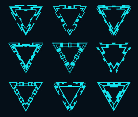 Set of futuristic triangles for the hud interface. Sci Fi Technology Design.Vector illustration.のイラスト素材