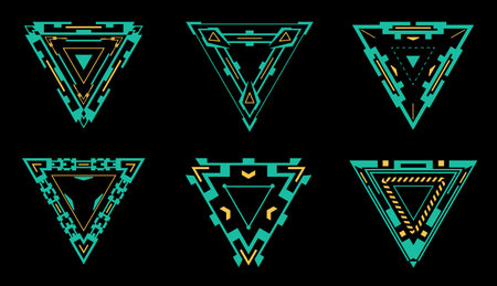 Set of futuristic triangles for the hud interface. Sci Fi Technology Design.Vector illustration.