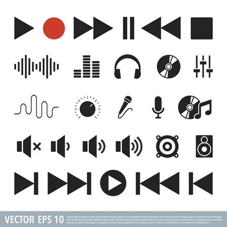 Audio Music note flat icon vector templateのイラスト素材