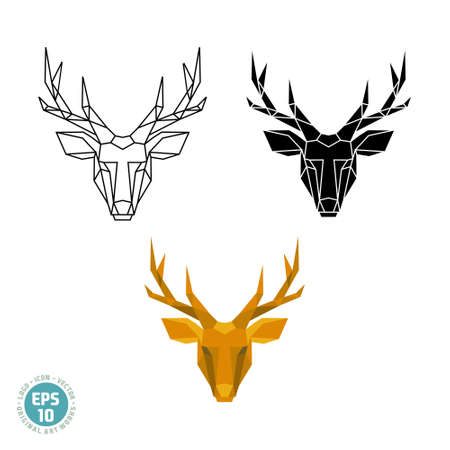 Abstract polygonal geometric deer head vectorのイラスト素材