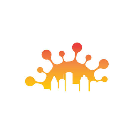 pandemic hits a city logo concepのイラスト素材