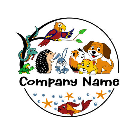 cartoon pet shop logo templateのイラスト素材
